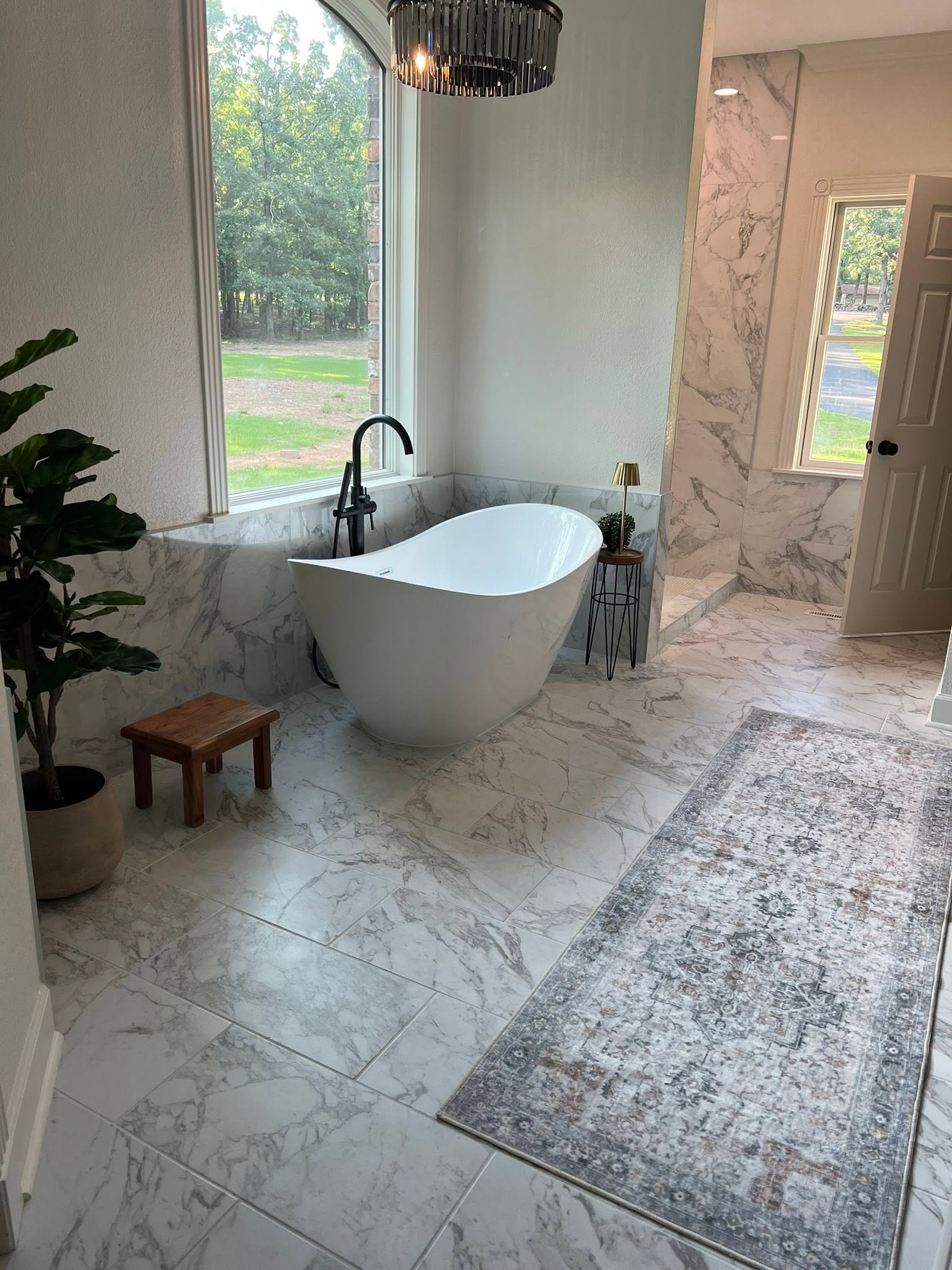Finished bathroom remodel by Mayfield Construction