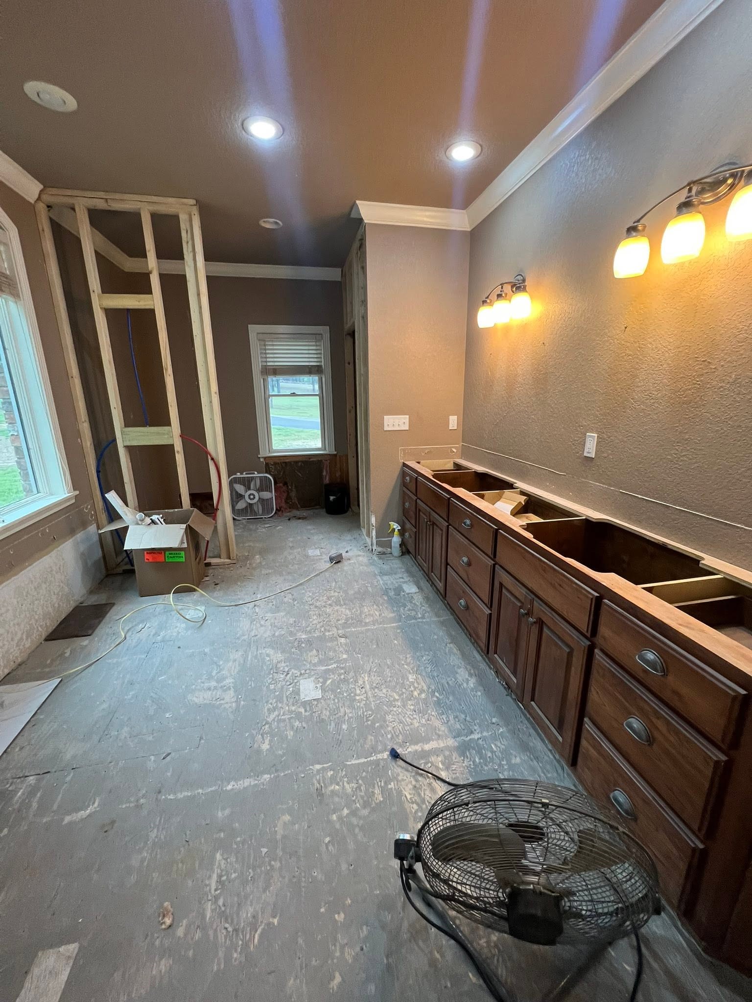 Bathroom and closet remodel in progress by Mayfield Construction